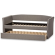 Bowery Hill Upholstered Daybed with Trundle in Gray