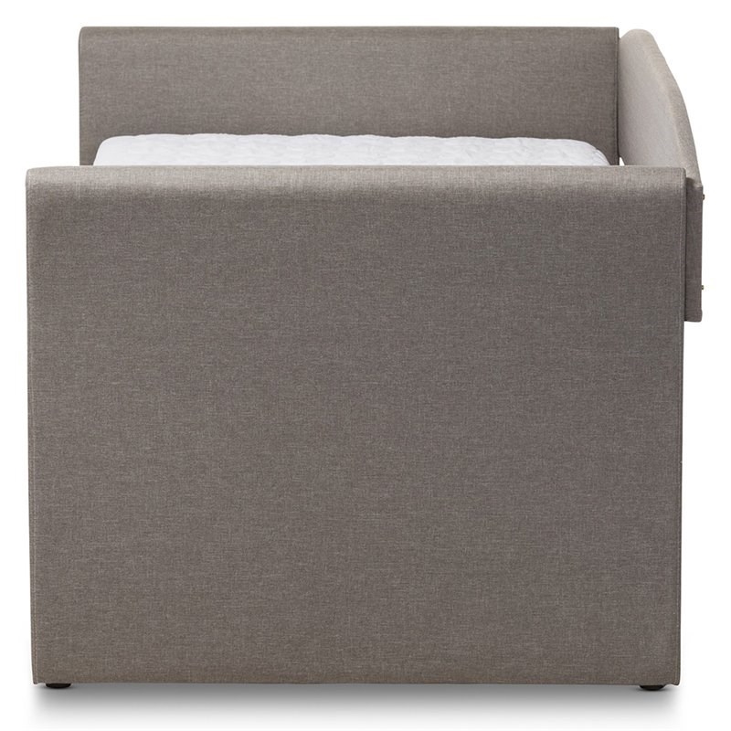 Bowery Hill Upholstered Daybed with Trundle in Gray