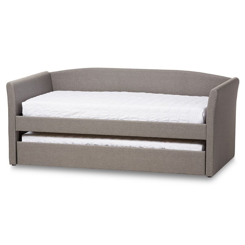 Bowery Hill Upholstered Daybed with Trundle in Gray
