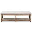 Bowery Hill Cotton Linen Beige Bench Rectangular Button Tufted 57.48