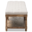 Bowery Hill Cotton Linen Beige Bench Rectangular Button Tufted 57.48