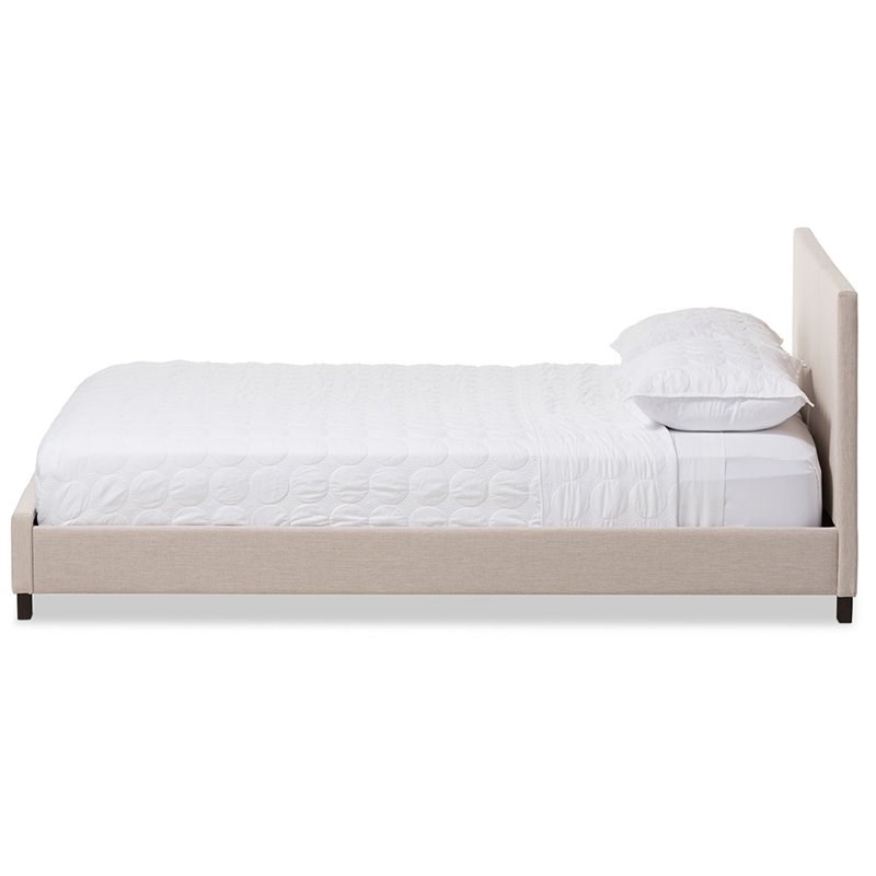 Bowery Hill Upholstered Queen Platform Bed in Beige