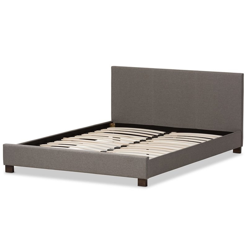 Bowery Hill Upholstered Full Platform Bed in Gray
