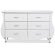 Bowery Hill 6 Drawer Faux Leather Double Dresser in Matte White