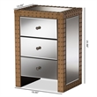 Bowery Hill 3 Drawer Mirrored Nightstand in Silver and Natural