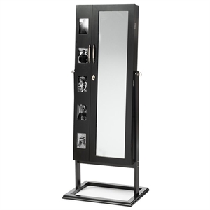 bowery hill jewelry armoire mirror in black