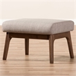 Bowery Hill Fabric Ottoman in Light Gray and Walnut Brown