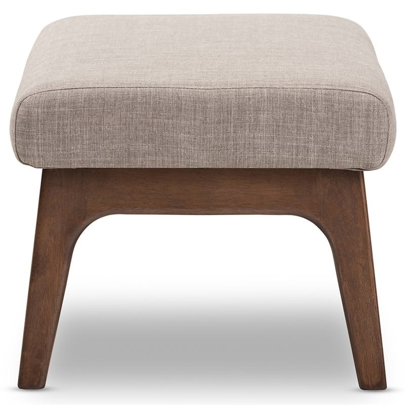 Bowery Hill Fabric Ottoman in Light Gray and Walnut Brown