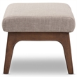Bowery Hill Fabric Ottoman in Light Gray and Walnut Brown
