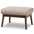 Bowery Hill Fabric Ottoman in Light Gray and Walnut Brown