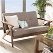 Bowery Hill Tufted Loveseat in Light Gray and Walnut Brown
