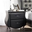Bowery Hill 2 Drawer Faux Leather Nightstand in Black