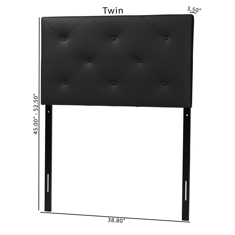 Bowery Hill Modern Faux Leather Upholstered Twin Headboard in Black
