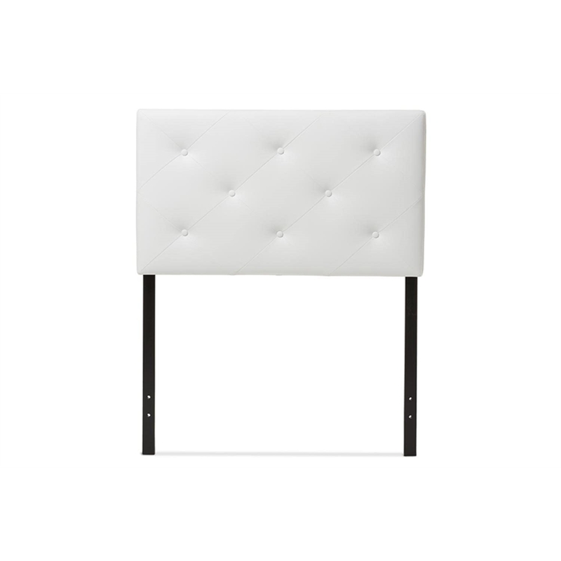 Bowery Hill Modern Faux Leather Upholstered Twin Headboard in White