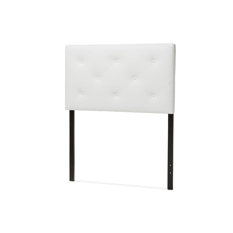 Bowery Hill Modern Faux Leather Upholstered Twin Headboard in White