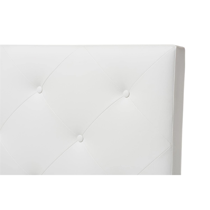 Bowery Hill Modern Faux Leather Upholstered Twin Headboard in White