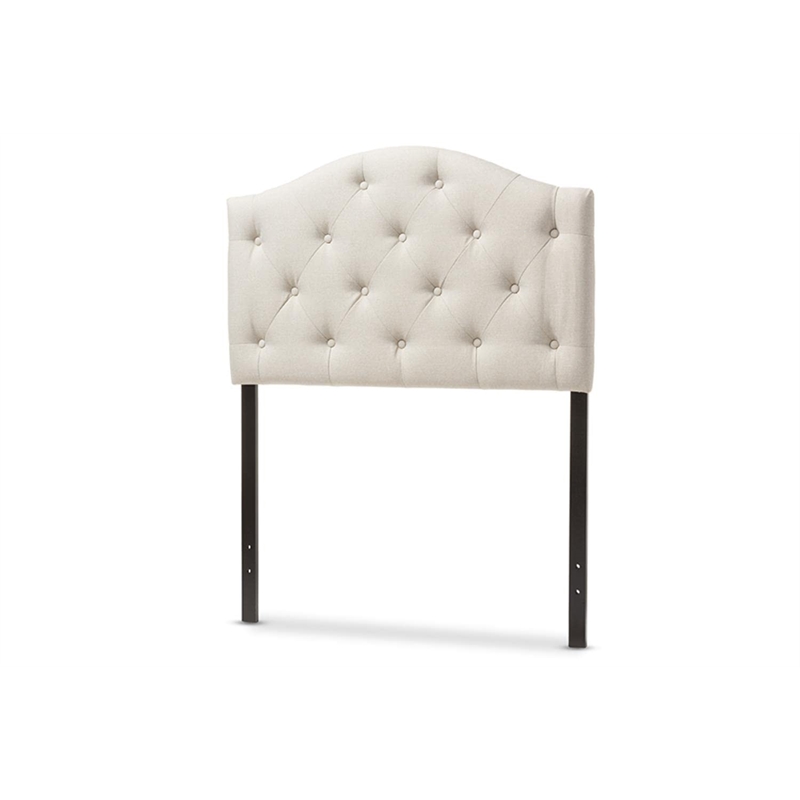 Bowery Hill Faux Leather Upholstered Twin Headboard in Light Beige