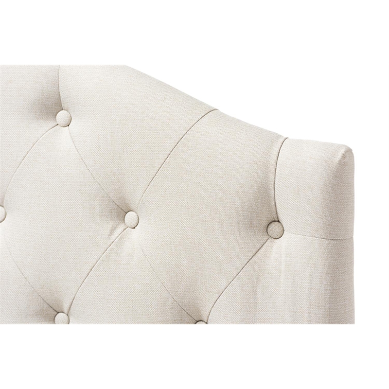 Bowery Hill Faux Leather Upholstered Twin Headboard in Light Beige