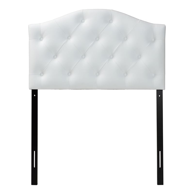 Bowery Hill Faux Leather Upholstered Twin Headboard with Wood Frame in White