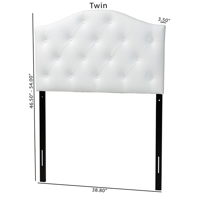 Bowery Hill Faux Leather Upholstered Twin Headboard with Wood Frame in White