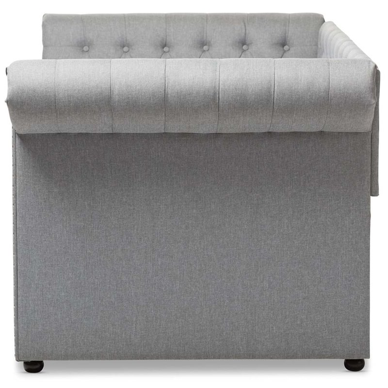 Bowery Hill Classically Designed Fabric Daybed with Trundle in Gray
