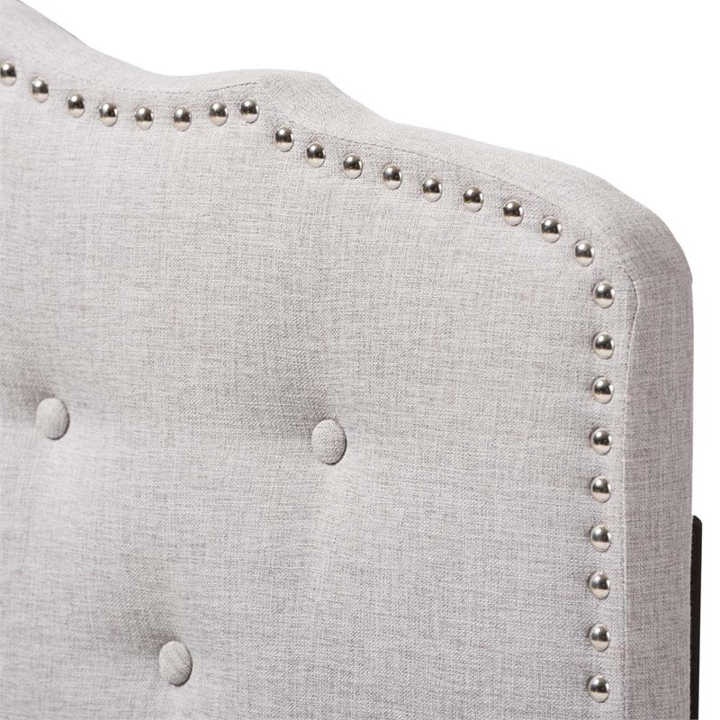 Bowery Hill Modern Fabric Tufted Twin Headboard in Grayish Beige