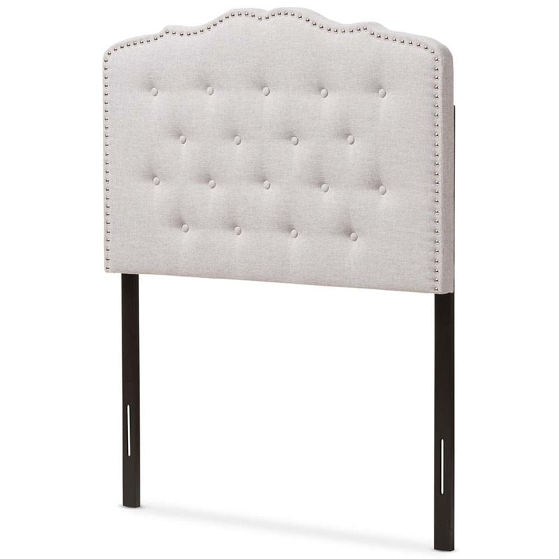 Bowery Hill Modern Fabric Tufted Twin Headboard in Grayish Beige