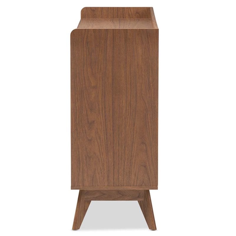 Bowery Hill Mid-century 6 Drawer Double Dresser in White and Walnut