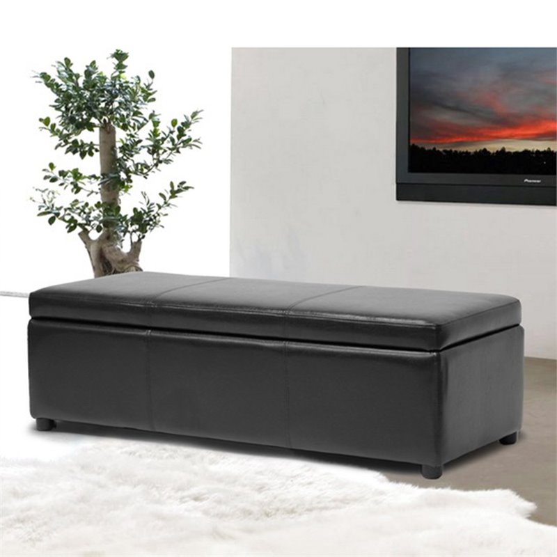 Bowery Hill Modern Faux Leather Multipurpose Storage Ottoman Bench