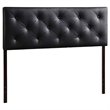 Bowery Hill Modern Faux Leather Tufted Full Panel Headboard in Black
