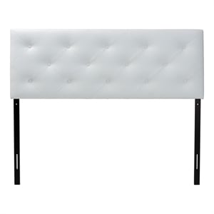 Bowery Hill Modern Faux Leather Tufted Full Size Panel Headboard in White