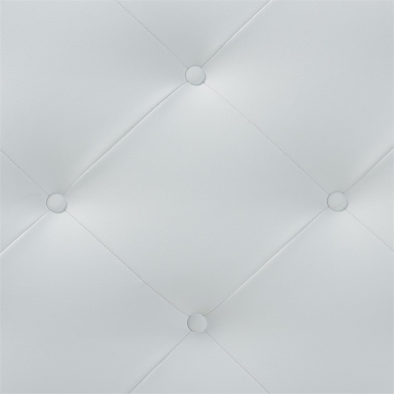 Bowery Hill Modern Faux Leather Tufted Full Size Panel Headboard in White