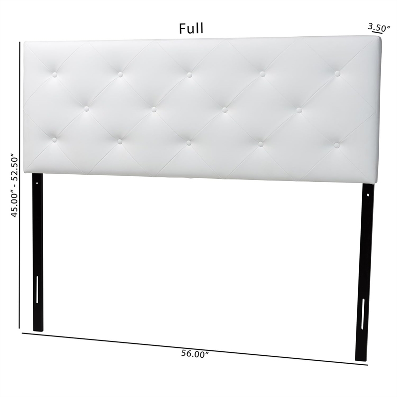 Bowery Hill Modern Faux Leather Tufted Full Size Panel Headboard in White