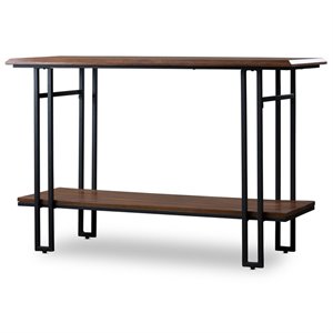 Bowery Hill Contemporary Console Table in Walnut and Black