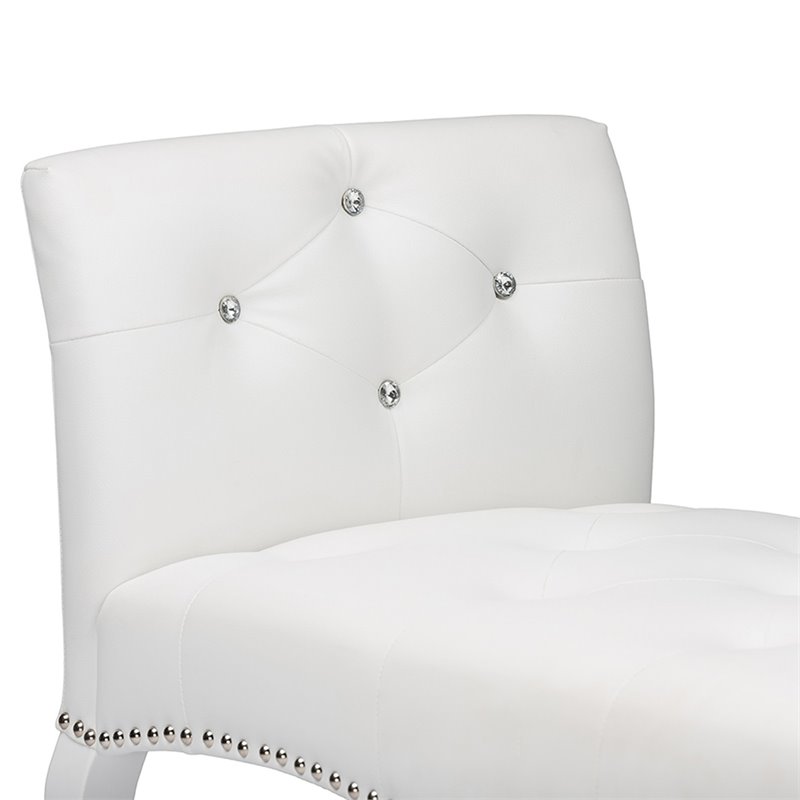 Bowery Hill Contemporary Faux Leather Tufted Bench in White