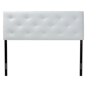 Bowery Hill Modern Faux Leather Tufted King Panel Headboard in White