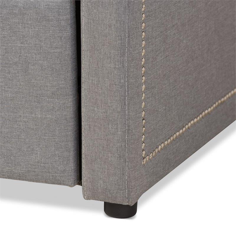 Bowery Hill Contemporary Twin Daybed in Gray Linen Fabric