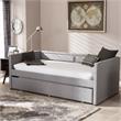 Bowery Hill Contemporary Twin Daybed in Gray Linen Fabric