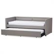 Bowery Hill Contemporary Twin Daybed in Gray Linen Fabric