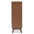Bowery Hill Mid-Century 5-Drawer Board Wood Chest in White/Walnut