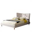 Bowery Hill Modern Queen Platform Bed in Beige Linen Fabric