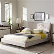 Bowery Hill Modern Queen Platform Bed in Beige Linen Fabric