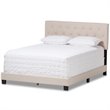 Bowery Hill Modern Tufted Queen Low Profile Bed in Light Beige