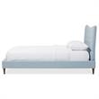Bowery Hill Contemporary Queen Platform Bed in Light Blue Fabric