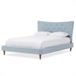 Bowery Hill Contemporary Queen Platform Bed in Light Blue Fabric