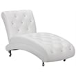 Bowery Hill Mid-Century Faux Leather Tufted Chaise Lounge in White