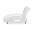 Bowery Hill Mid-Century Faux Leather Tufted Chaise Lounge in White