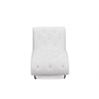 Bowery Hill Mid-Century Faux Leather Tufted Chaise Lounge in White