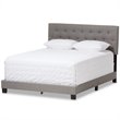 Bowery Hill Contemporary Tufted Full Low Profile Bed in Light Gray