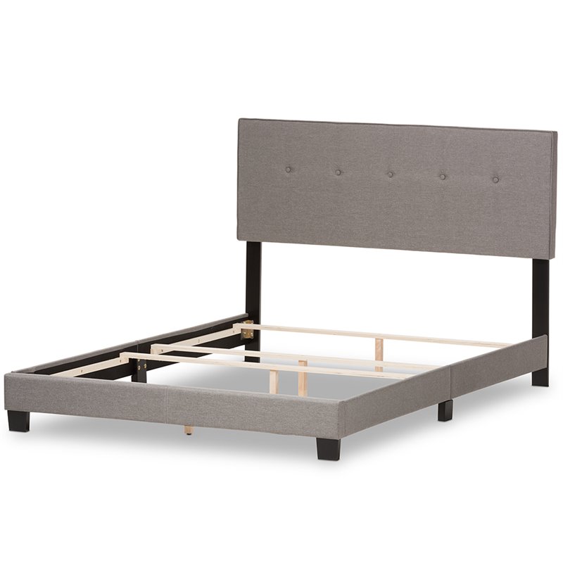 Bowery Hill Contemporary Tufted Full Low Profile Bed in Light Gray